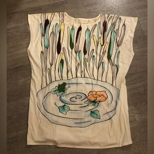 Vintage 80s Giba cotton tunic top M very uniq piece Italy